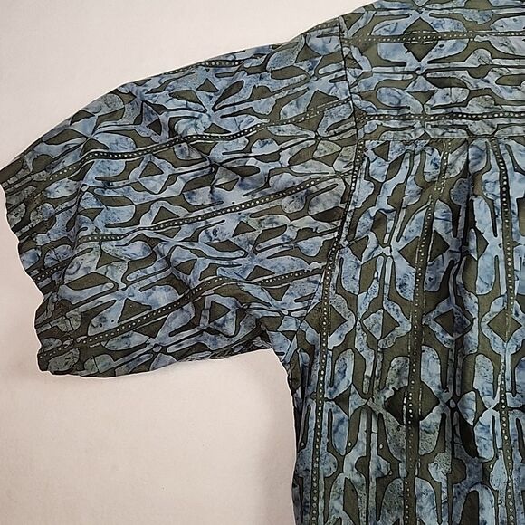 Johari West Mens Hawaiian Shirt XL Batik Button Down Shirt Short Sleeve Cotton - Picture 8 of 9